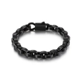 Bracelet à chaîne épaisse en acier inoxydable noir mat industriel avec fermoir carré - Noir (KB121505-KFC)