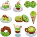 Set de 9 parches bordados de postres matcha para decoración de ropa y bolsos DIY - Juego de la serie de postres Matcha