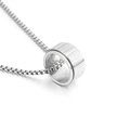 Boeddhistische draairing hanger van zilver roestvrij staal met gegraveerde mantra - B-Stijl (KN109051-K) / Staalkleur