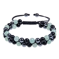 Detail of 8mm double-layer braided bead bracelet with amethyst and magnetic stones - 6mm Green Aventurine Bracelet (2 Beads)