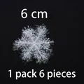 White 6cm glitter snowflake Christmas ornaments for tree decoration, set of 6 pieces - 6cm Snowflakes (6pcs/pack)