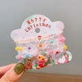 Three-piece Christmas beaded bracelet set with Santa Claus and candy cane charms on card - 41# Cane