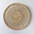 Decorazione da parete rotonda in erba marina intrecciata boho con motivi a raggiera - Stile Intrecciato Cavo Radiale (30cm)