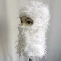 White faux fur balaclava knit mask with plush texture for winter warmth - One Size / Pure White