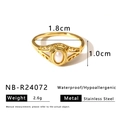 Detailed size specifications for vintage gold stainless steel ring with white pearl - Retro Pearl Inlaid Gold Stainless Steel Ring (NB-R24072)
