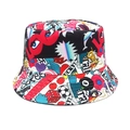Détails des imprimés graffiti colorés avec lèvres et dés sur le chapeau bob réversible - M (56-58cm) / Graffiti Dessin Animé