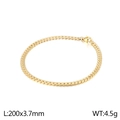 Bracciale cubano piatto in acciaio dorato, larghezza 3,7 mm con chiusura a moschettone - Stile Oro 3.7mm (KB138277-Z)
