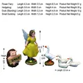 Resin fairy and hedgehog miniature garden figurines with size specifications - Fairy Hedgehog and Duck Family Set