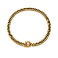 Collana a catena Cuban in acciaio inossidabile placcato oro 18K con chiusura tonda - Collana a Catena Crittografata Spessa con Chiusura OT / Oro