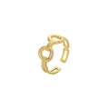 Detailed close-up of a gold adjustable ring featuring a unique interlocking chain design - Gold Interlocking Double Loop