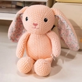 Peluche di coniglio rosa lavorato a maglia con orecchie floreali e marchio CE - 25cm Coniglio Rosa