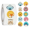 500-count roll of round cartoon animal reward stickers for kids gift decoration - Jjt046 Cartoon Bonus (10 Images 500 Images/roll)
