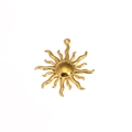 Golden opal sunflower pendant necklace in stainless steel with sunburst design - Polished Wavy Sun Shape (Style 13)