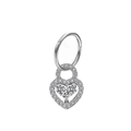 Dettaglio dell'anello da naso con lucchetto a cuore in argento e dettagli in zirconi - Lucchetto a Cuore Argento (#15)