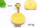 Set of 3 golden stainless steel Gemini zodiac charms with lobster clasp and engraving - Gemini (KLJ017-Z)