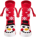 Rote Weihnachts-Schneemannsocken aus Baumwolle mit magnetischen 3D-Händen und Schneeflocken - Bild 2/Roter 3D-Hand-Schneemann