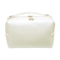 Beauty case impermeabile bianco crema con trama incrociata e cerniere dorate - Grande Stile Borsa / Oro Conchiglia