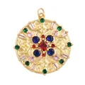 Golden North Star pendant with hammer texture and colorful cubic zirconia stones - L245107-Gold Rainbow Gem Round