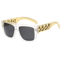 Punk sunglasses with transparent frame, gray lenses and golden chain temple details - Transparent Frame Gold Leg Gray Lens