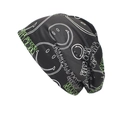 Streetwear zwarte slouchy beanie met graffiti smiley en groene The Sun tekstprint - M (56-58cm) / Zwart