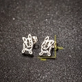 Minimalist silver pug stud earrings made of stainless steel measuring 11mm by 7mm - French Bulldog Shape (685) / Steel