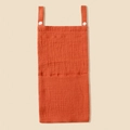 Double-layer cotton crepe baby crib organizer storage bag in terracotta orange with snaps - Brick Red