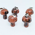 Set of 5 mushroom-shaped natural stone pendants with red and black spots and silver bails - Mahogany Obsidian