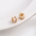 Macro detail of 14K gold filled wheel spacers with micro-pave cubic zirconia inlay - Style 9 / 7.5x5mm / 14K Gold