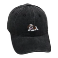 Vintage washed grey baseball cap with cute Shih Tzu dog embroidery for men and women - M (56-58cm) / Black