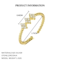 925 silver beaded ring in golden finish with sparkling clover-shaped zirconia stones - 925 Silver / Gold Ring