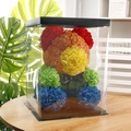 Rainbow foam rose bear in 25cm size with transparent gift box and black ribbon bow - Flower Bear+40CM Gift Box+Light / Fruit Color (Rainbow)