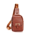 Bolso bandolera vintage marrón con hebilla dorada mate y acabado en cuero encerado - Marrón
