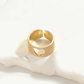 Vergulde open ring met hol hartontwerp en fonkelende pavé gezette zirkoon - Hol groot hart / Goud
