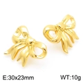 Orecchini a fiocco dorato traforato 30x23mm in acciaio inossidabile lucido per parure - Orecchini d'oro