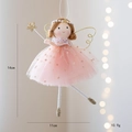 Pink fairy angel girl hanging ornament with gold star wand and tutu skirt for decor - Pink