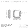 Boucles d'oreilles créoles carrées avec double rangée de moissanite en argent s925 - 1.23 Carat / Argent/E13707
