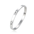 Elegante bracciale rigido in acciaio inox argento con motivo occhio e pietre di zirconi - Argento