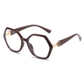 Polygonal TR90 anti-blue light glasses frame in deep burgundy finish with V logo - Jujube Red Frame