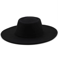 Detail of the high-quality black wool felt material and flat top crown of this classic hat - M (56-58cm) / Black