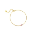 Elegante pulsera de plata S925 dorada con circonitas redondas en color rosa y blanco - Azul