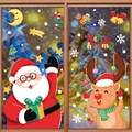 Christmas window decals set with Santa, Reindeer and Merry Christmas greetings stickers - 2-Sheet Set XC065+XC068