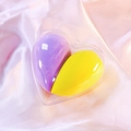 Purple and yellow heart-shaped makeup sponges in a transparent heart storage box - Taro Purple Heart/OPP Bag