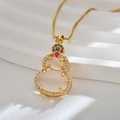 Elegante vergoldete Halskette mit rosa Opalsteinen und Kristallen im Kürbis-Design - Weißer Flaschenkürbis / Hellrosa