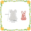 3D rabbit silicone mold with floral texture for DIY resin Easter bunny crafts 13cm - Pattern Rabbit Ornament 001 / White