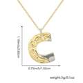 Zweifarbige Kette mit Buchstaben C Anhänger, Hammerschlag-Optik und Maßangaben - Zweifarbig C