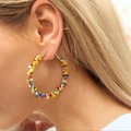 Colorful seed bead hoop earrings for women in bohemian style for summer beach vacations - S352-Multicolor Hand-Beaded Design