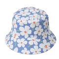 Women's summer floral reversible cotton bucket hat with sun protection for outdoor activities - M (56-58cm) / Blue