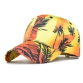 Klassische Sommer-Baseballkappe mit gelbem Farbverlauf-Sonnenuntergang und Palmen - Satin Farbverlauf Druck / Tropische Sonnenuntergangspalmen (Zhongguo Feng 01)