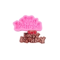 Pink silicone Happy Birthday mold with brown chocolate letter and bow decoration - 1# Pink A389