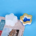 Stampo in silicone a forma di stella e contenitore in resina blu glitterata decorato - Stampo a Stella per Vaso di Succulente